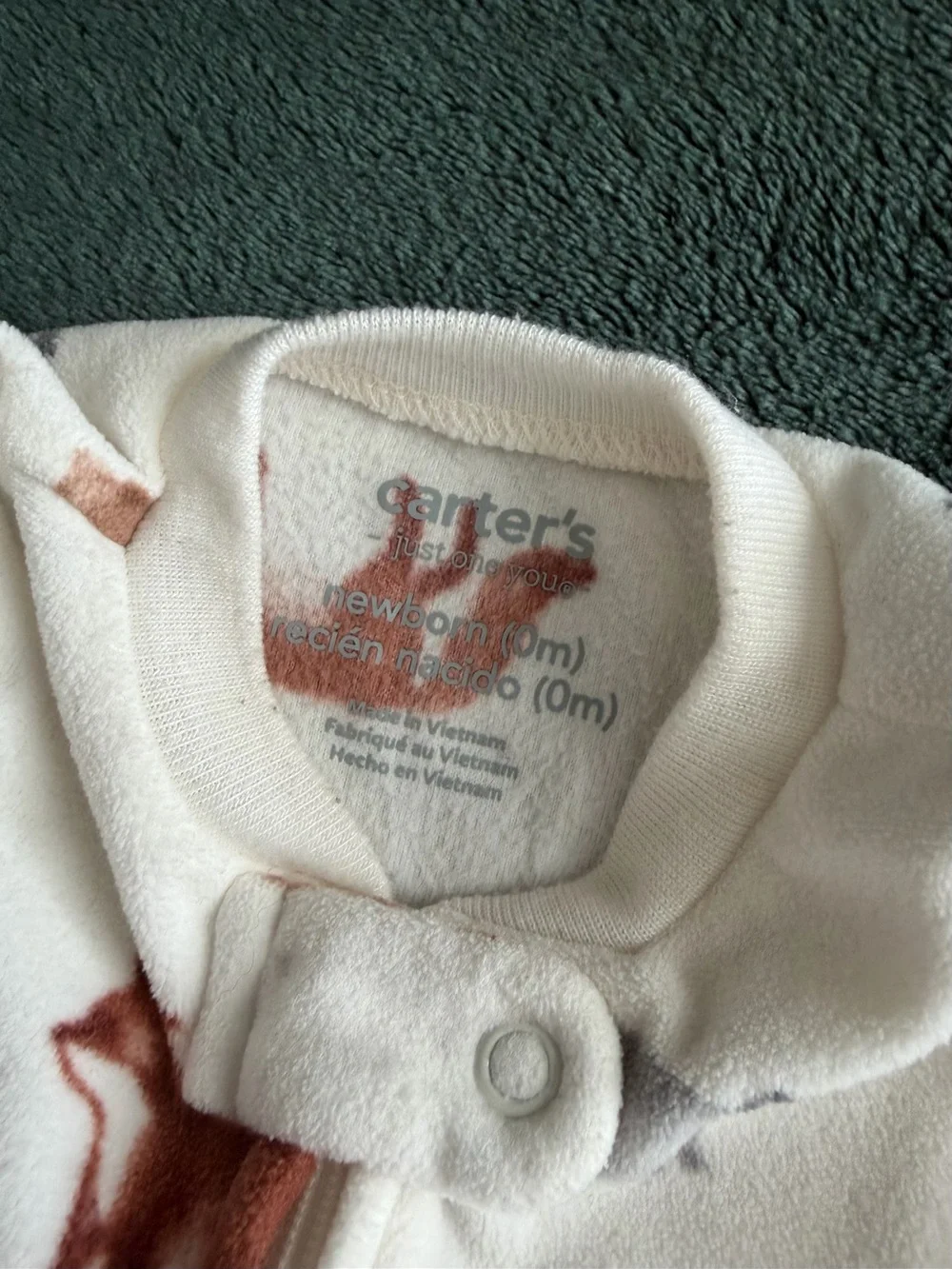 Carter's Cream Footed One-Piece with Fox & Bear Print